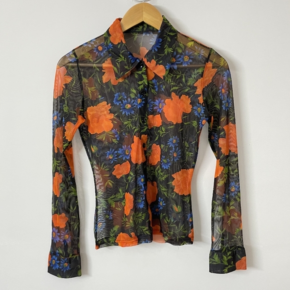 not known Tops - Floral printed shirt in net